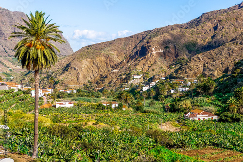 Hermigua, La Gomera, Canary Islands / Spain: Landscape view of the Hermigua valley photo