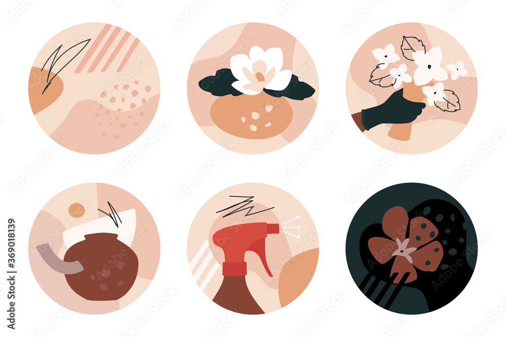 Abstract Flower Icons Set