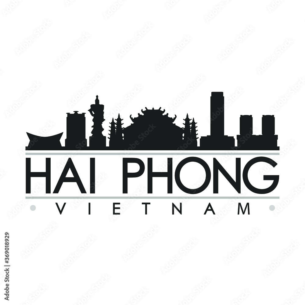 Hai Phong Vietnam Skyline Silhouette City. Cityscape Design Vector. Famous Monuments Tourism.