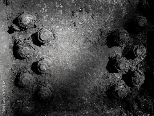 old screws rusty metal background