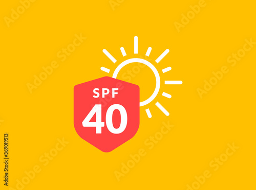 UV radiation sun block icon. Solar ultraviolet uv radiation logo 40spf