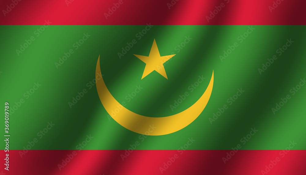 mauritania national wavy flag vector illustration mauritania national wavy flag vector illustration