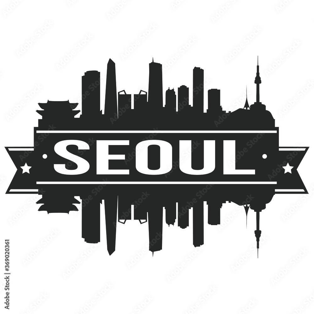 Seoul Skyline Stamp Silhouette Vector City Design Postmark Stencil.