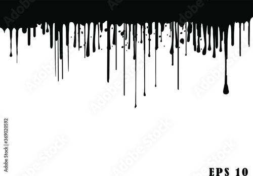 Black dripping ink painted oil drips liquid drops art messy paint splatter melt fluid spots. Dripping paint swashes just a collection of various size paint drips.