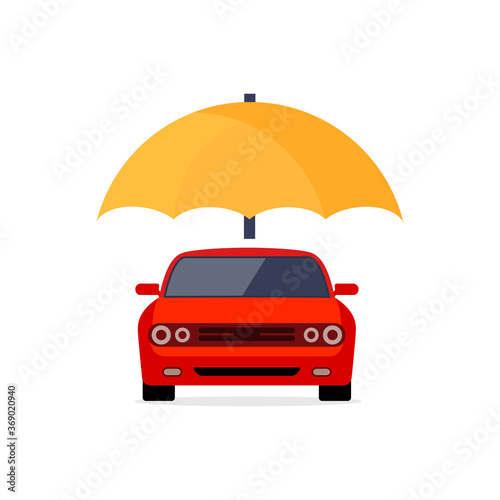 Car insurance vector logo concept protect icon. Car insurance umbrella cover care illustration