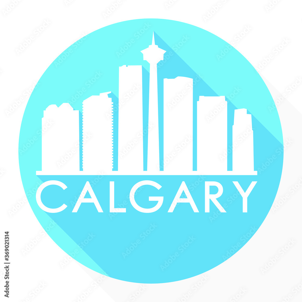 Calgary Canada America Flat Icon Skyline Silhouette Design City Vector Art Famous Buildings.