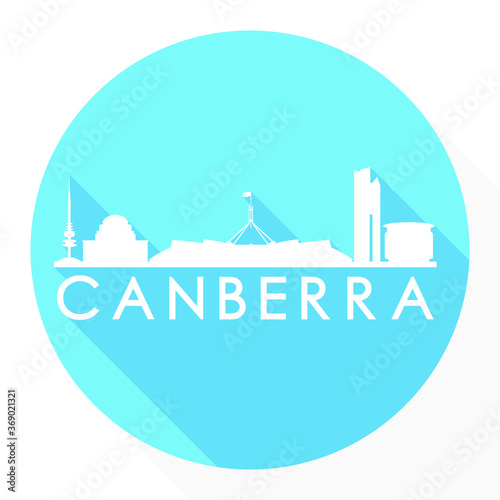 Canberra Australia Oceania Flat Icon Skyline Silhouette Design City Vector Art Famous Buildings.
