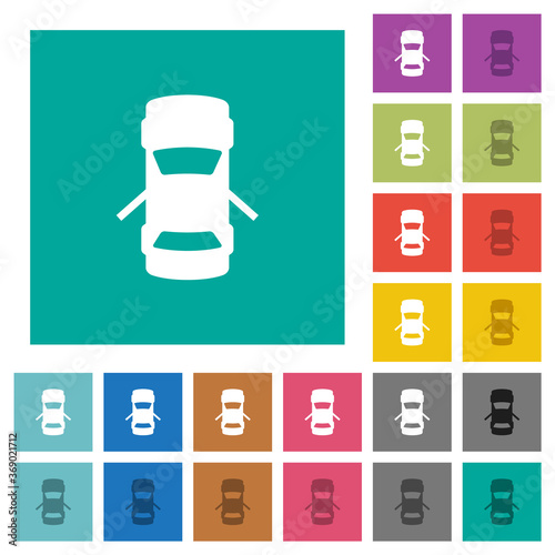 Car open rear doors dashboard indicator square flat multi colored icons