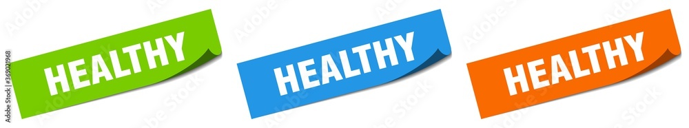 healthy paper peeler sign set. healthy sticker