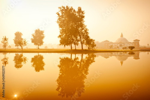 Reflections in Lumbini, Nepal photo