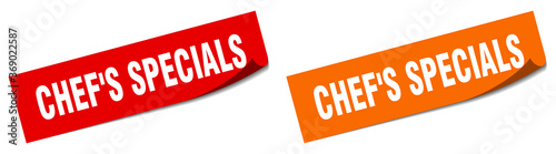 chef's specials paper peeler sign set. chef's specials sticker
