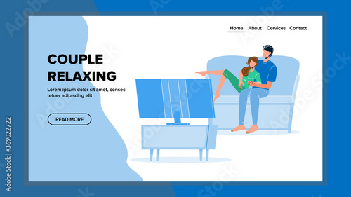 Couple Relaxing Together And Watching Tv Vector