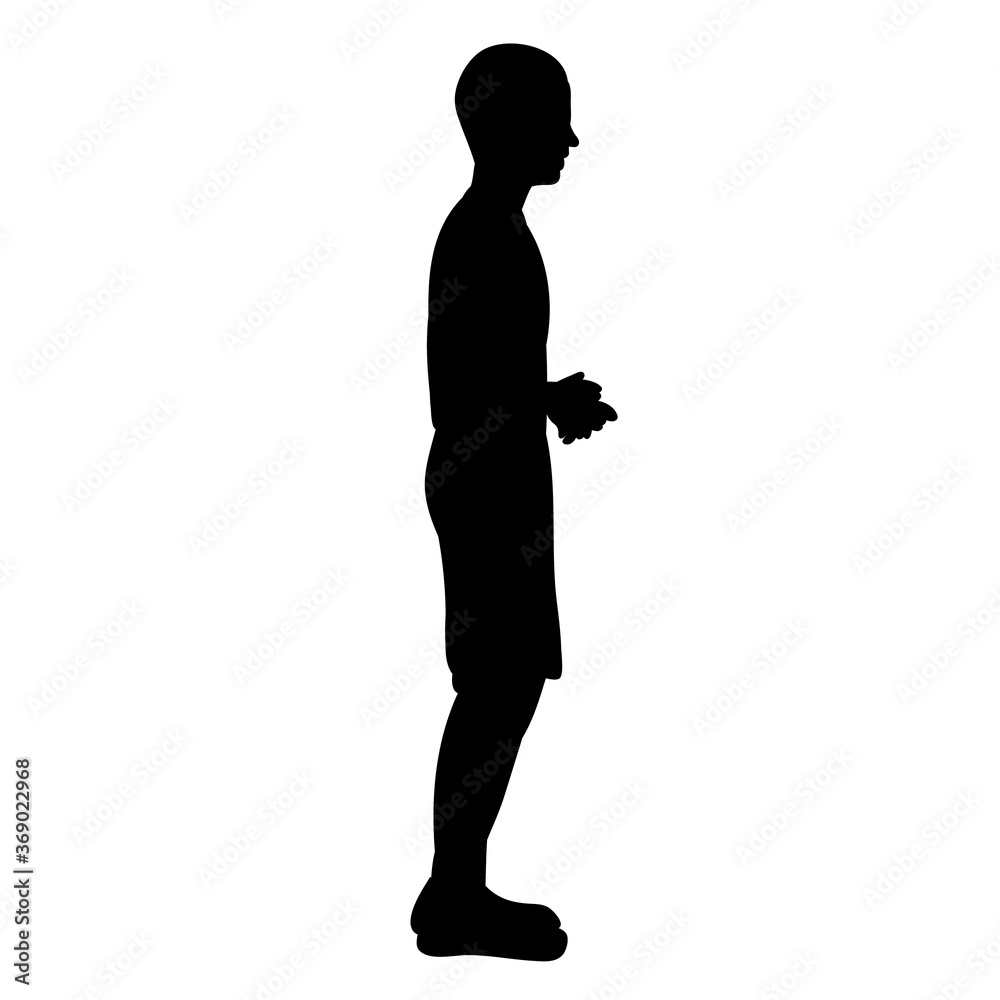 isolated black silhouette child boy standing