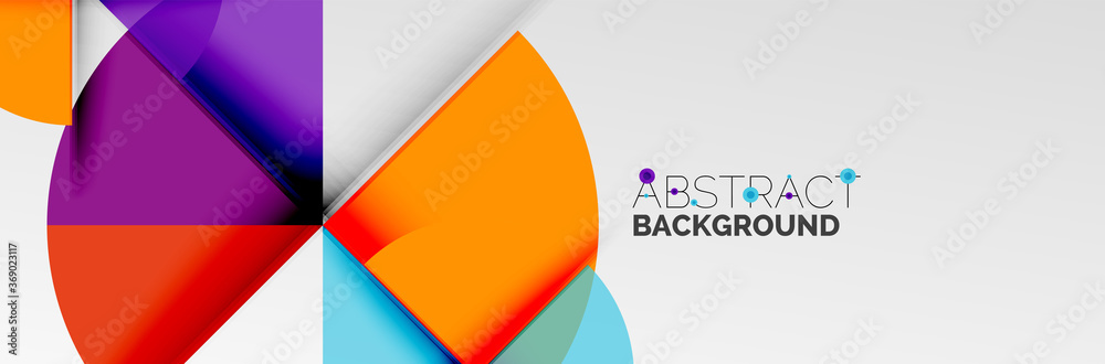 Bright color circles, abstract round shapes and triangles composition with shadow effects. Vector modern geometric design template Bright color circles, abstract round shapes and triangles composition with shadow effects. Vector modern geometric design template