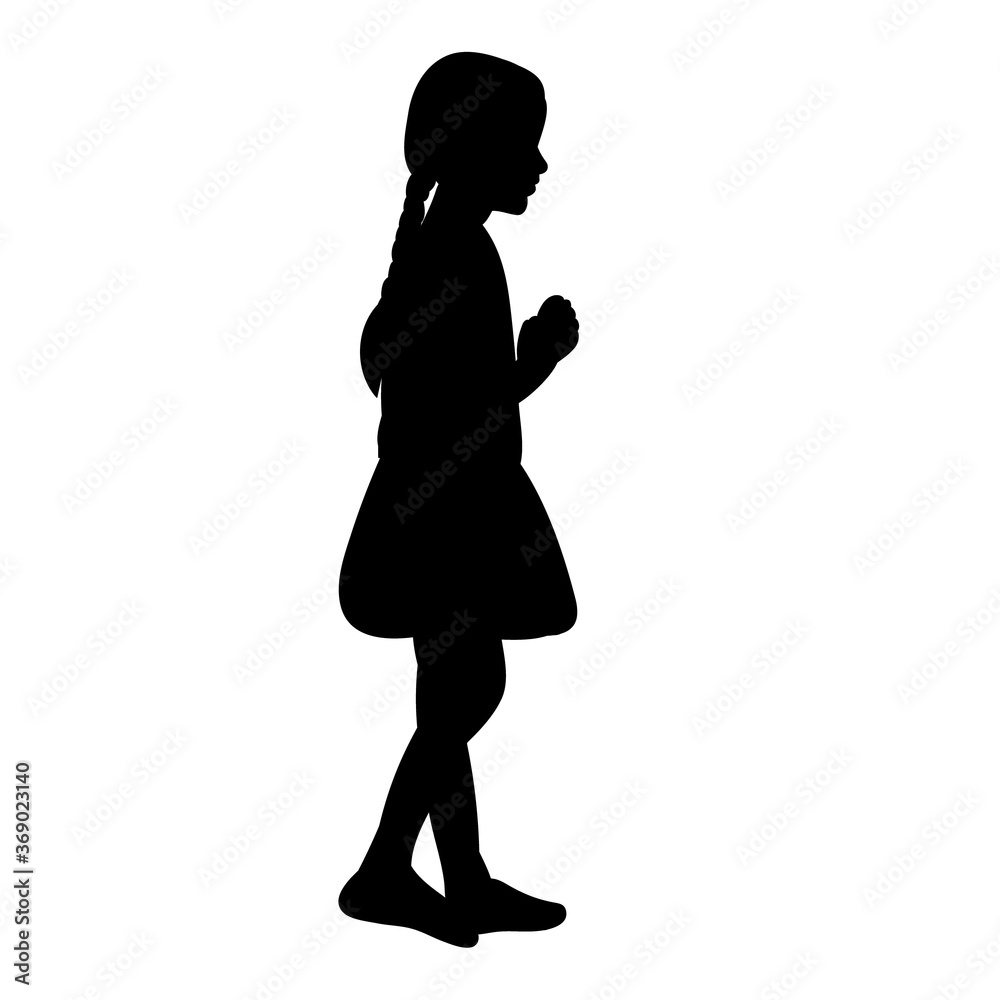 vector isolated black silhouette child girl
