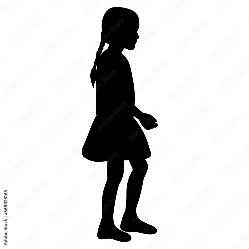 vector isolated black silhouette child girl