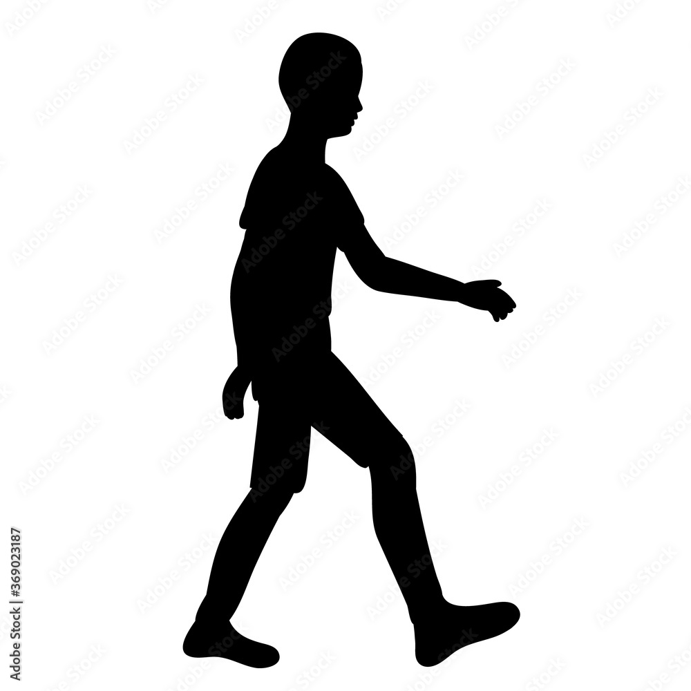 black silhouette child boy on white background black silhouette child boy on white background