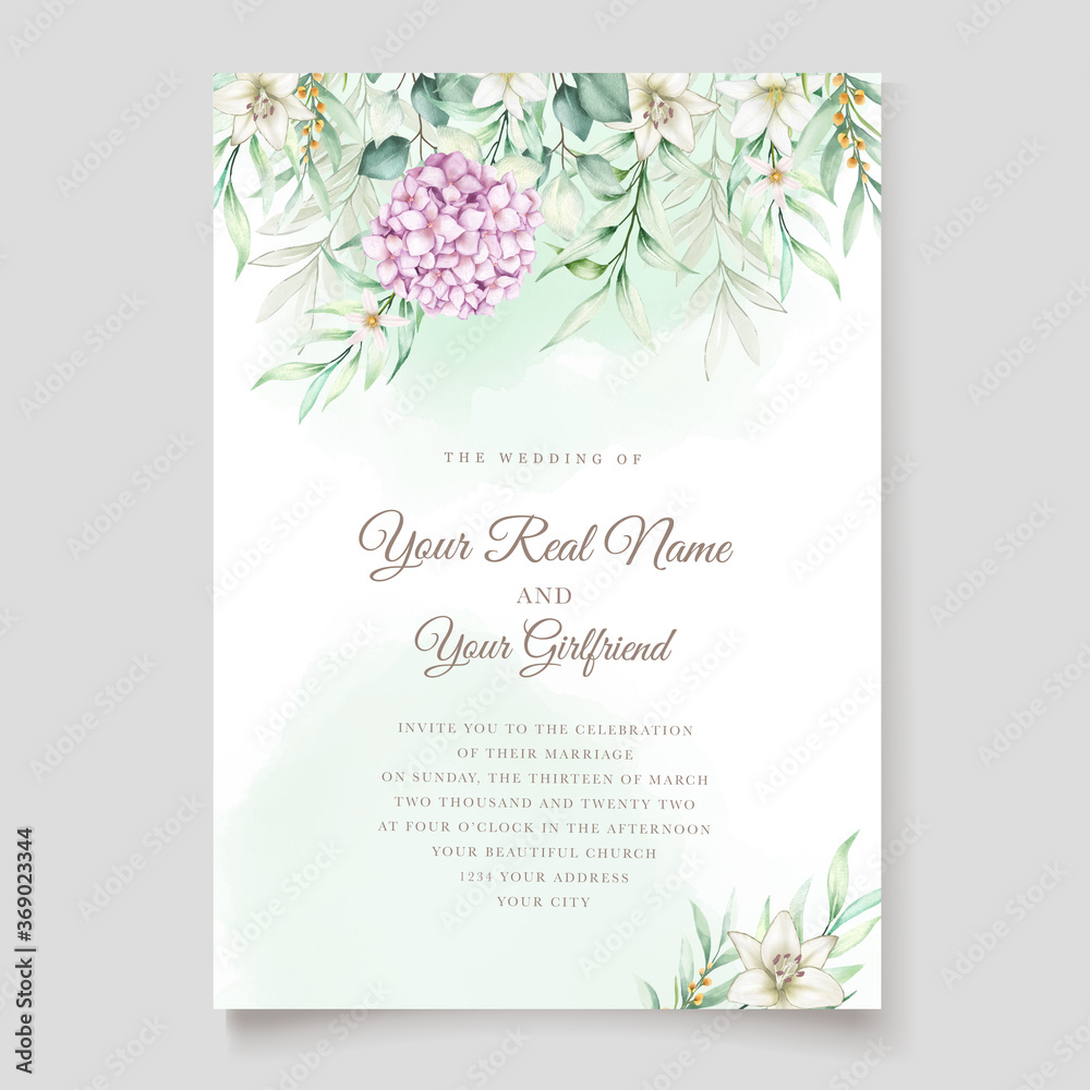 elegant watercolor hydrangea invitation card elegant watercolor hydrangea invitation card