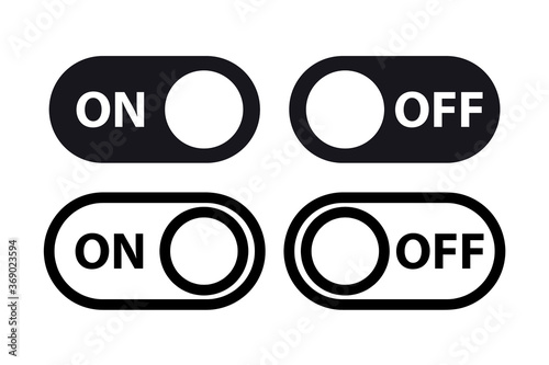 Black and white switch buttons. Switch button sign On/Off Toggle. Switcher, Controller, On and Off Toggle switch button. Toggle slide for mobile app, social media, Modern Devices User Interface Mockup