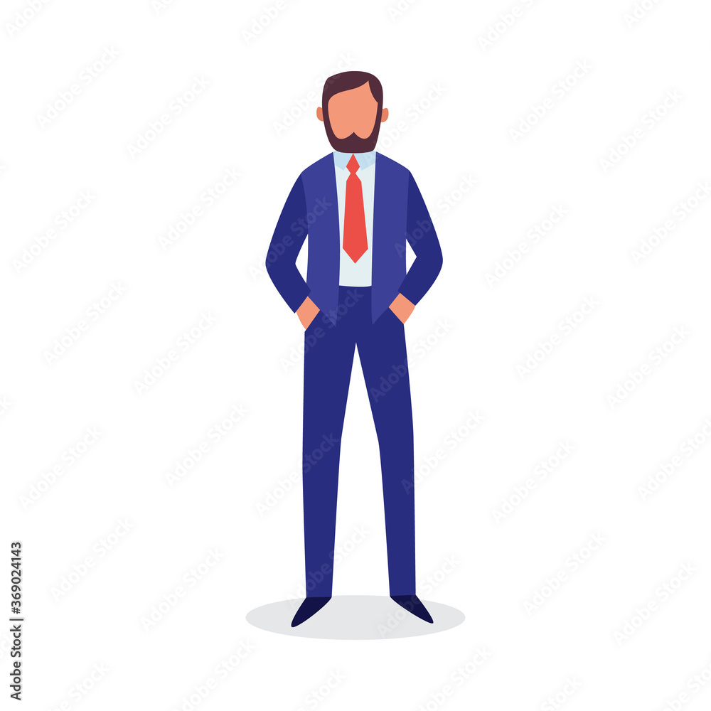 Businessman in suit male cartoon character flat vector illustration isolated. Businessman in suit male cartoon character flat vector illustration isolated.