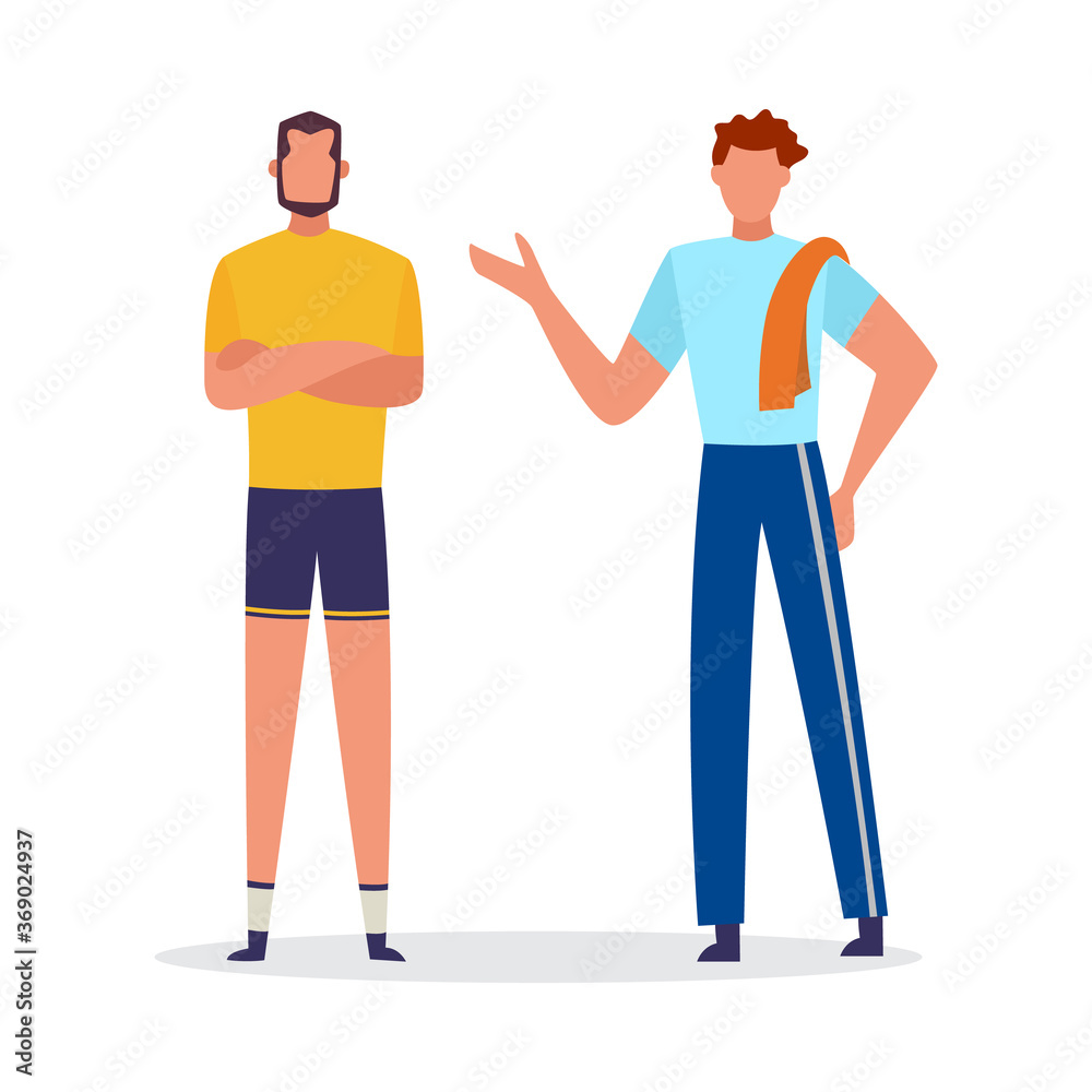 Characters of personal coach and client, flat vector illustration isolated. Characters of personal coach and client, flat vector illustration isolated.