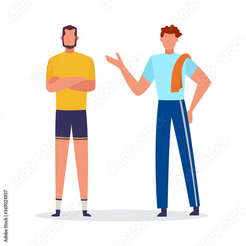 Characters of personal coach and client, flat vector illustration isolated.