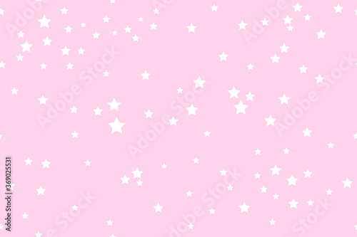 The stars are white on a gently pink background. Seamless vector pattern.