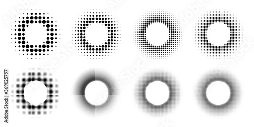 Abstract dotted circles halftone set pop art design texture
