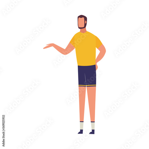 Personal or team sport trainer man character flat vector illustration isolated.