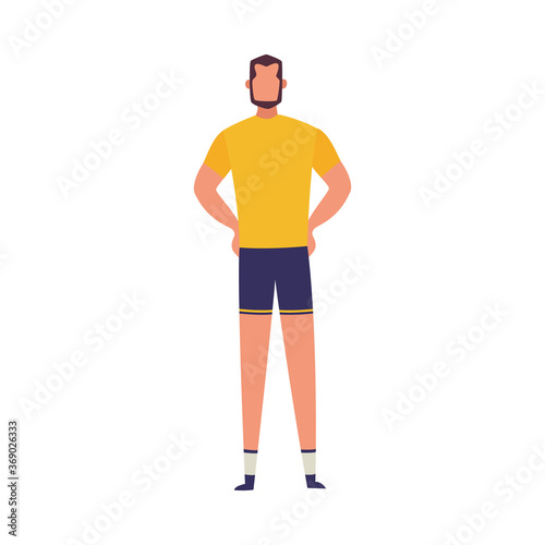 Man character - sportsman or personal coach, flat vector illustration isolated. © sabelskaya