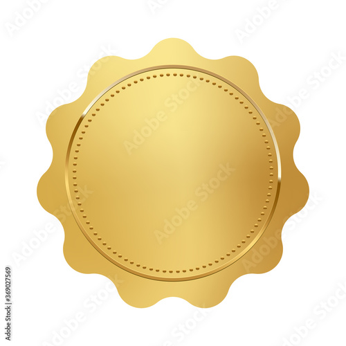 Golden stamp isolated on white background. Luxury seal. Vector design element.