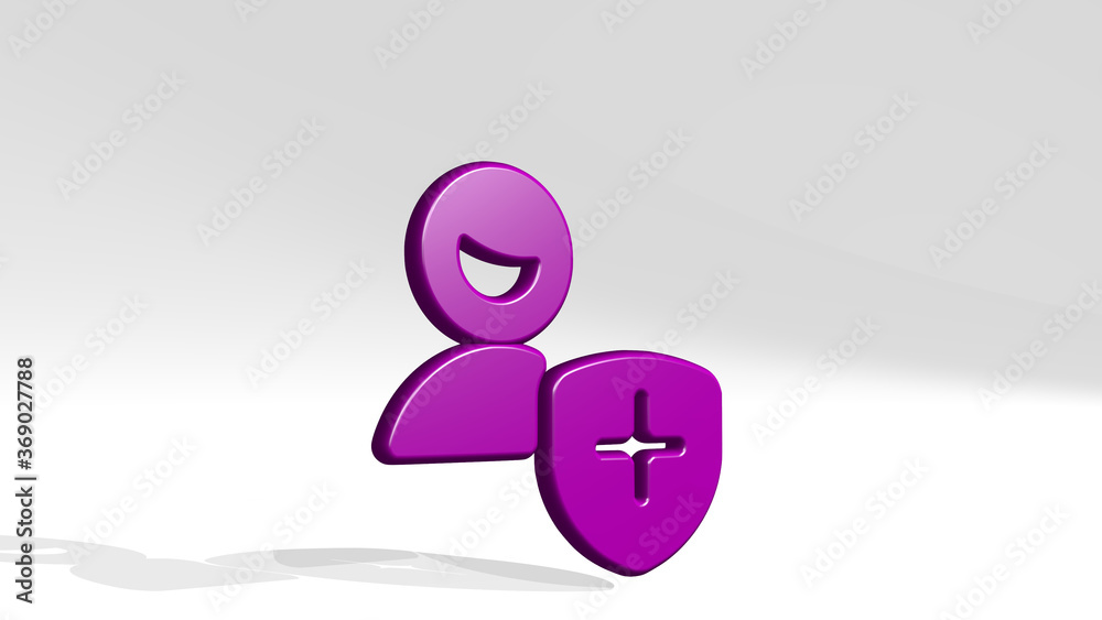 SINGLE MAN ACTIONS SHIELD from a perspective with the shadow. A thick sculpture made of metallic materials of 3D rendering. illustration and background SINGLE MAN ACTIONS SHIELD from a perspective with the shadow. A thick sculpture made of metallic materials of 3D rendering. illustration and background