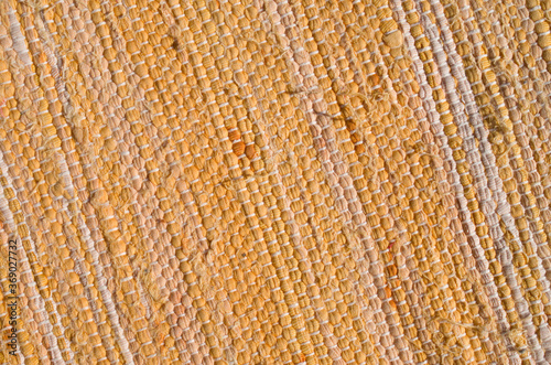 Yellow cotton rag rug close