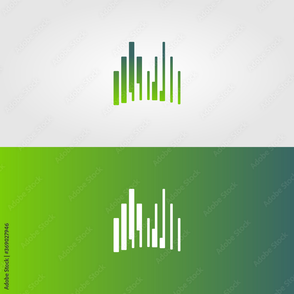 Letter M Abstract Candle Chart Striped Logo Letter M Abstract Candle Chart Striped Logo