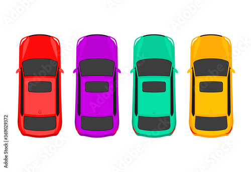 Vector car top view icon illustration. Vehicle flat isolated car icon