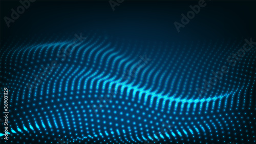 Waves geometric background. Abstract pattern of particles with a dynamic waves. Technology concept futuristic dots pattern.