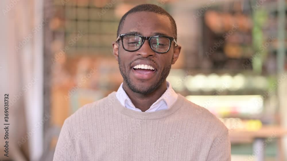 Portrait of Beautiful African Man doing Video Chat