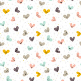 Cute seamless pattern with hand drawn hearts. Cute doodle elements. Background for wedding or Valentines Day design