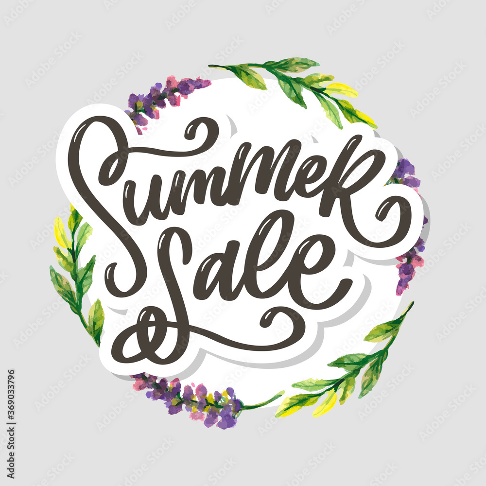 Trendy floral vector template. Summer flowers and Summer sale lettering illustration. Shabby gold texture on striped background. Trendy floral vector template. Summer flowers and Summer sale lettering illustration. Shabby gold texture on striped background.