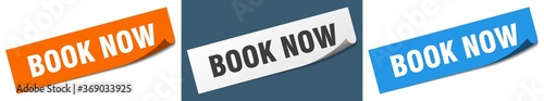 book now paper peeler sign set. book now sticker