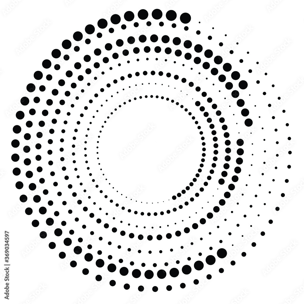 Halftone dots in circle form. round logo . vector dotted frame . design element