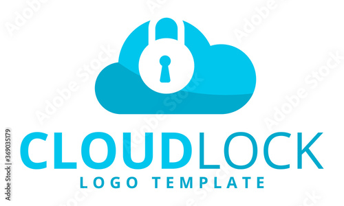 Locked cloud, secruty technology logo template in vector format.