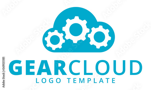 Cloud with gears, techonolgy logo template in vector format.
