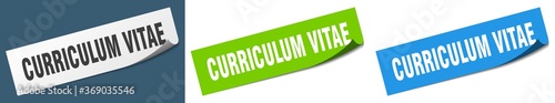 curriculum vitae paper peeler sign set. curriculum vitae sticker