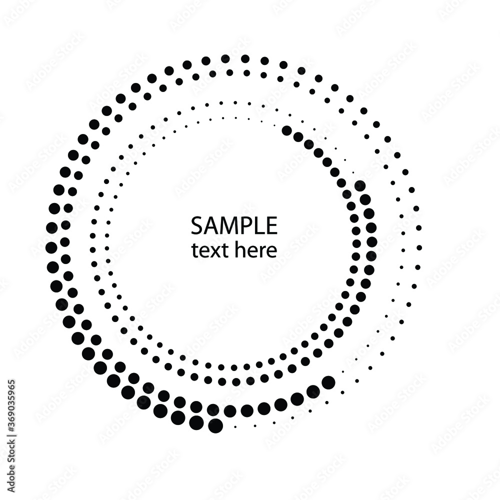 Halftone dots in circle form. round logo . vector dotted frame . design element