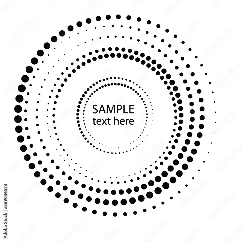 Halftone dots in circle form. round logo . vector dotted frame . design element