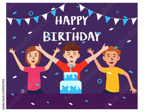 Flat Design of Happy birthday background photo