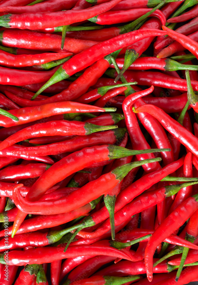 Close up,Fresh chilli (Red chilli) for cooking,Top view,Background.