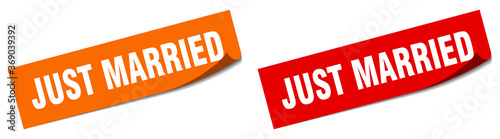 just married paper peeler sign set. just married sticker