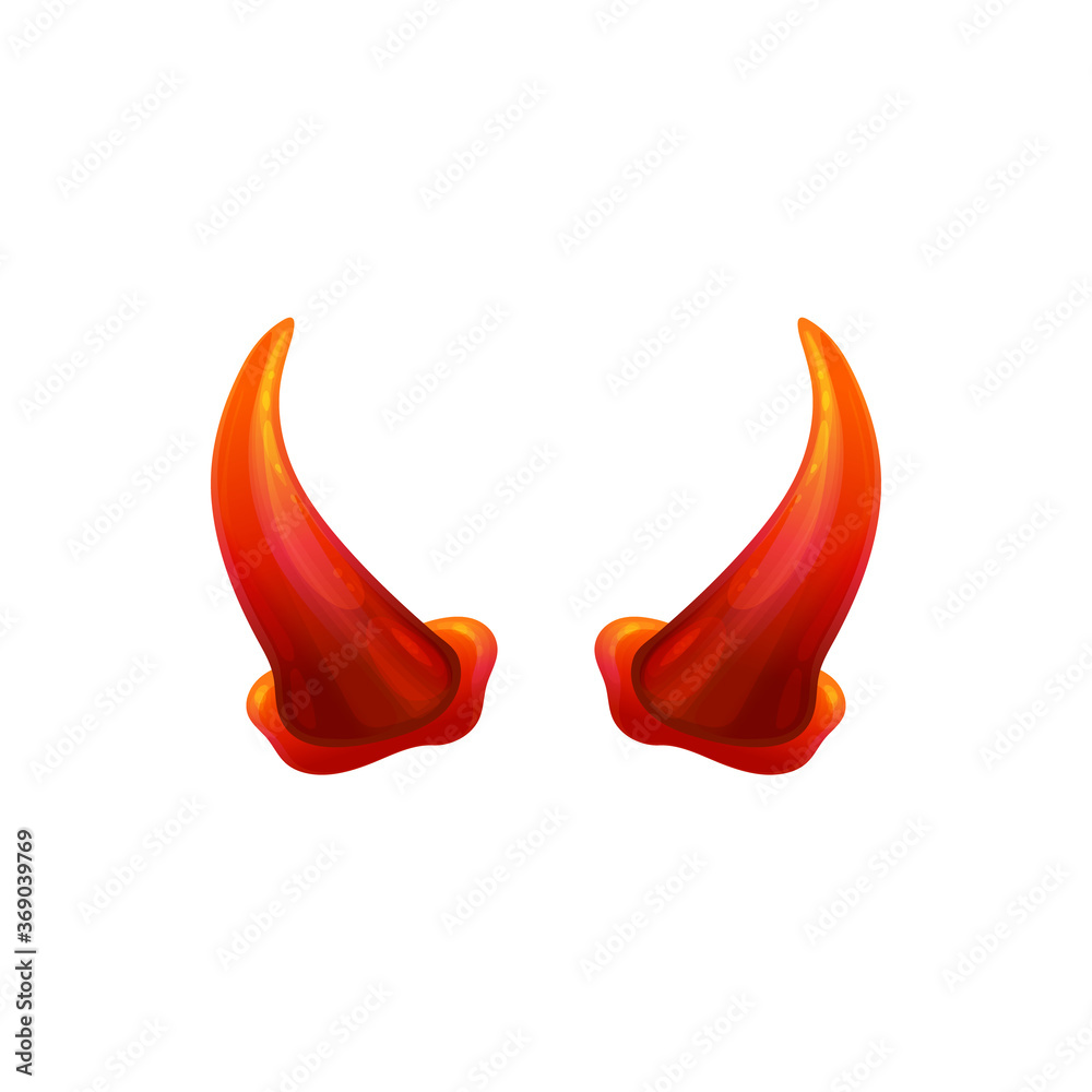 Red devil horns for evil Halloween costume - isolated pair Red devil horns for evil Halloween costume - isolated pair